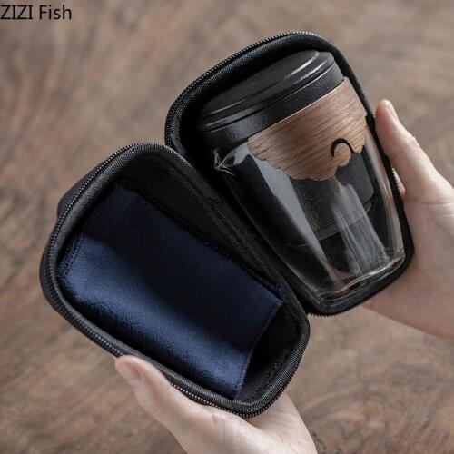 Ceramic Kuai Ke Cup 1 Pot 2/3 Cup Glass Teapot Portable Green Tea Cup Set Chinese Tea Ceremony Accessories Kung Fu Tea Set