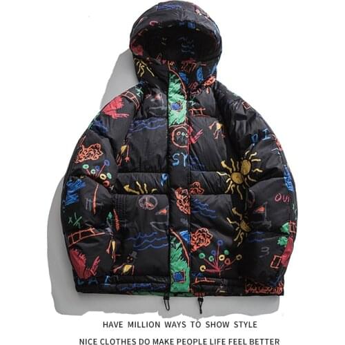 New Arrival Winter Thick and Warm Graphic Hoodied Wadded Jacket Women Coach Bomber Unisex Men Streetwear Varsity Causual Couple