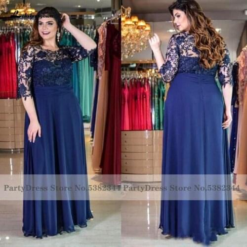 Lakshmigown Plus Size Women Dress Evening Party Vestidos Navy Blue Long Mother Of The Bride Dresses for Weddings 2020