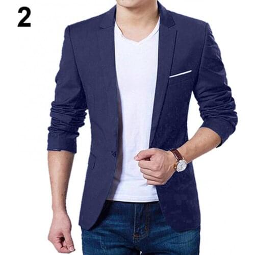 Men\s Slim Formal Business Suit Coat One Button Lapel Long Sleeve Pockets Top Coat Work Formal Evening Dinner Wedding