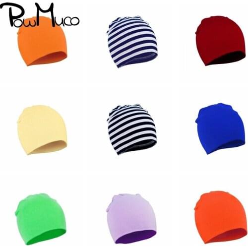 Powmuco Soft Skin-friendly Warm Knitting Cotton Newborn Hats Fashion Baby Striped Caps DIY Clothing Decoration Photography Props