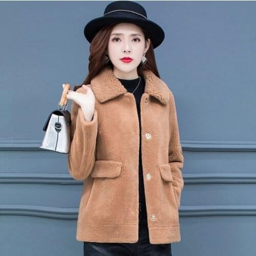 Autumn Winter Women Genuine Fur Sheepskin Coats Ladies Casual Real Fur Coat Outwear Female Warm Sheep Shearing Jacket X110