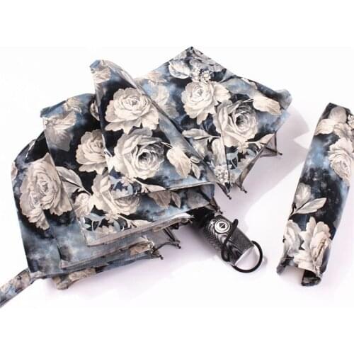 Fully Automatic Compact Anti-UV Rain Sunshine Windproof Women Ladies Fashion Fully-automatic Umbrella Clear Folding 50Ry048