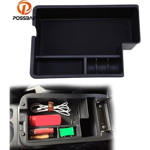 POSSBAY Car Central Armrest Storage Box Center Storage Box Case for Mitsubishi Outlander 2010-2015 Glasses Coin GPS Bracket