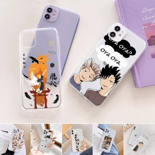Haikyuu anime Phone Case Transparent for iPhone 11 12 6 7 8 Pro X XS Max XR Plus Silicone Soft TPU Clear mobile bags coque shell