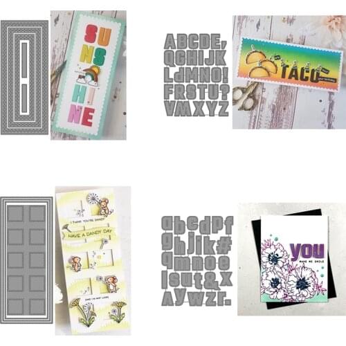 Rectangular Slim Line Grid Alphabets Letter Metal Cutting Dies Scrapbooking Album Paper Diy Cards Crafts New Embossing Dies 2020