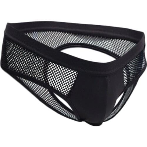 Mens Fishnet Mesh See Through Pouch Crotchless Backless Briefs Thong Underwear Sissy Panties Jockstrap Men G-strings Men Thong