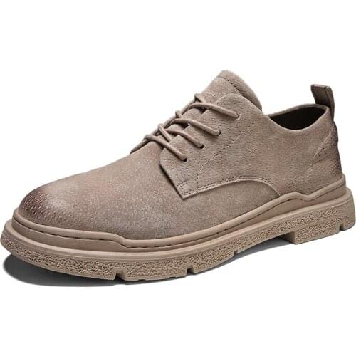 Vintage Tooling Shoes Men Fashion Design Flats Comfortable Martin Mens Casual Shoes Platform Footwear Men Suede Leather Shoes