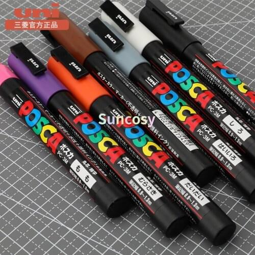 Uni POSCA Paint Marker Pen PC-3M, Fine Point Waterproof Mitsubishi Poster Colour Marking Pen, for Rock Painting Ceramic, Glass