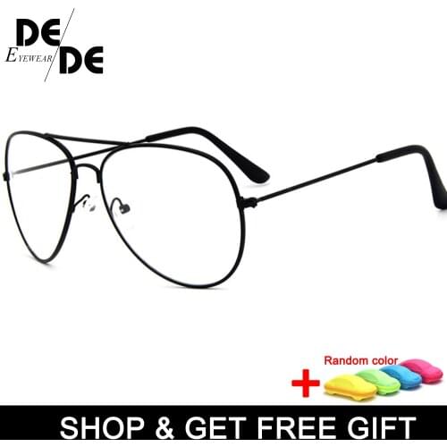 Unisex Clear Metal Spectacle Frame Optics Myopia Eyeglasses Classic Brand Glasses Men Women Clear Plain Lens Glasses with box