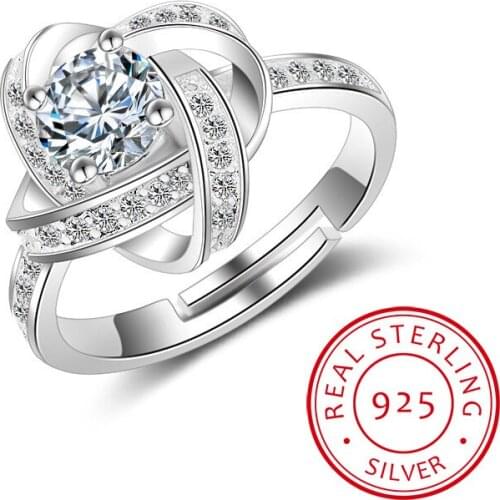 New Arrivals 925 Sterling Silver Crystal Zirconia Cross Rings for Women Adjustable Size Ring Fashion sterling-silver-jewelry