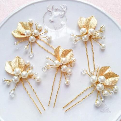 1/2PCS Fashion Wedding Bridal Pearl Rhinestone Hair Sticks Clip Women Gold Silver Hairpins Bridesmaid Hair Accessories Jewelry