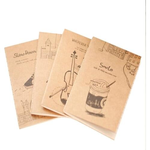 1pcs/lot Cute Piano Violin Drink Korean Vintage Handmade Min Diary Notebook Stationery student supplies