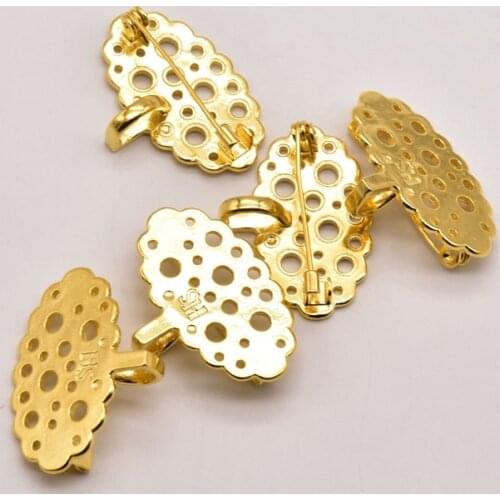 2 Pcs/Lot 34mm*25mm 24K Gold Plated Brass Cloud Shape Brooch Pendant Base Wholesale Lots Bulk Craft Supplies Accessories JA0412