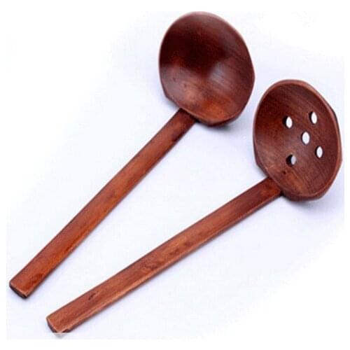 2pcs/lot Advanced handmade Japanese wooden spoon Soup Ladle Wooden Cooking Scoop Leak Spoon Catering Tableware Wooden LC 012