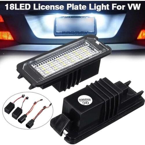 2pcs Universal 12V 18 LED Car Number License Tail Plate Lights Light Bulb For VW GOLF 4 5 6 7 6R Passat B6 Lupo Scirocco Polo