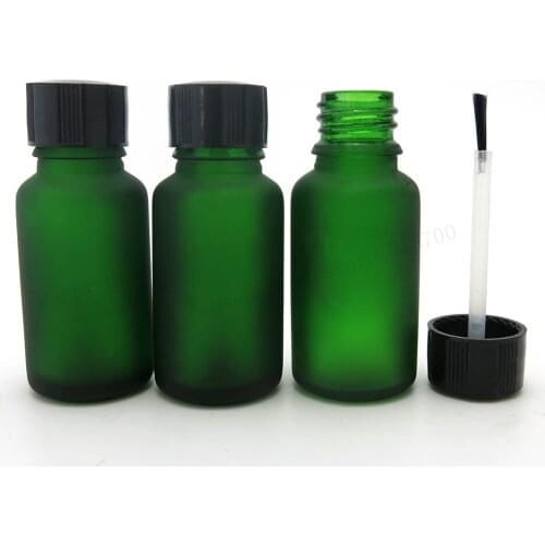 360pcs/lot 15ml Empty frost green glass bottle 2/1oz essential oil container with brush cap