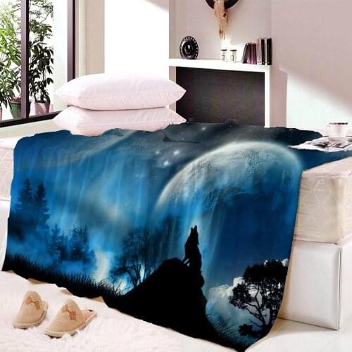 3D Wolf Blanket Comfort Warmth Soft Cozy Fleece Blanket Couch Blanket Reversible Bed Throw Blanket Comfort Gift
