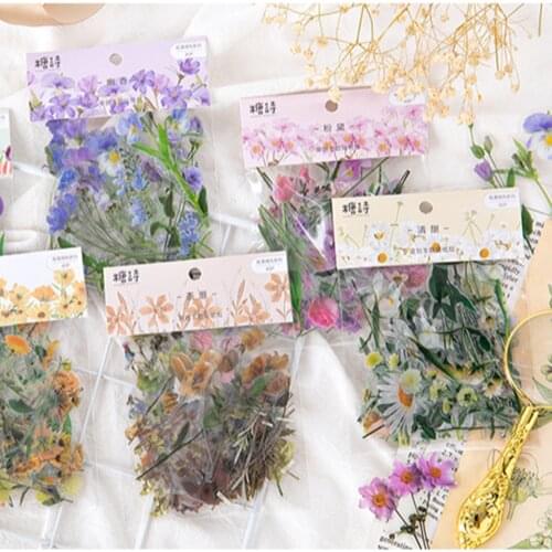 40 Pcs/set Creative Tulip Daisy Kawaii Stickers DIY Decoration Flowers Plastic PET Stationery Sticker
