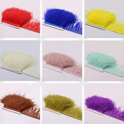 50m/lot Ostrich feather lace trim 10-15cm long tassel fringe DIY Feather fabric wedding dress Performance garment accessories