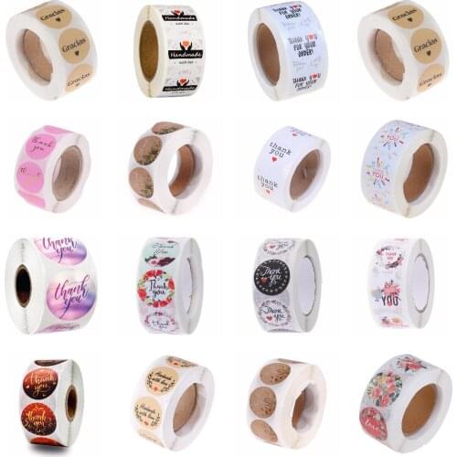 500pcs round thank you for your order sticker Heart Thanks for Shopping Small Shop Local Handmade sticker white labels sticker