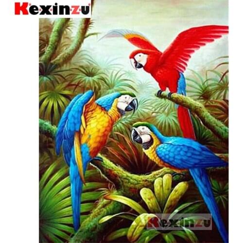 Kexinzu 5D DIY Full Square/Round Drill Diamond Painting "Forest parrot" 3d Diamond Embroidery Cross Stitch home Decor Gift K977