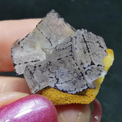 7.6gNatural rare purple edge fluorite mineral specimen healing home decoration crystal quartz aura gem