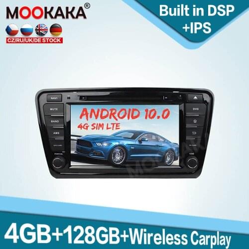 Android 10.0 4G+128GB Car Multimedia Player for Skoda Octavia 2014-2016 Auto Radio GPS Navigation Audio Stereo Head Unit 4G LTE