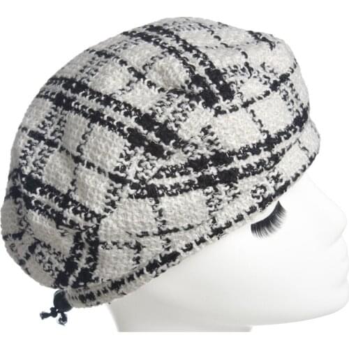 Berets for lady Autumn Winter Lady Berets Black white lattices cap British Style Berets Hat for women chapeau pour les femmes