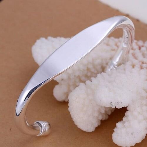 Free Shipping Fashion 925 Silver Middle Flat Bangle Bracelet for Women Jewelry Factory Price SMTB015