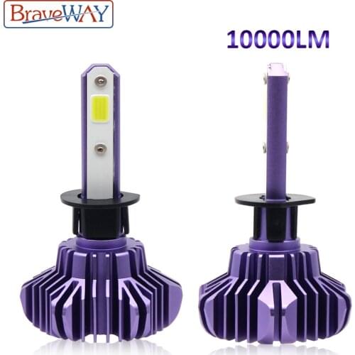 BraveWay H1 H3 LED COB Chip Car Headlight H7 LED H4 9005 HB3 9006 HB4 H11 H8 H9 10000LM 6500K 12V for Motorcycle Conversion Kit