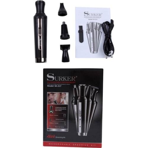 SURKER SK-217 4 In 1 Multifunctional Waterproof Rechargeable Shaver Nose Hair Removal Styling Knife Corner Knife Trimmer Razor