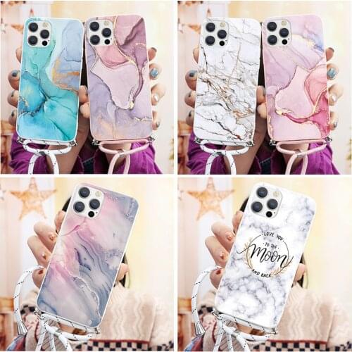 Necklace Lanyard Rope Case For Samsung S21 Ultra S20 FE A51 A41 A02s M31 M51 A30 A91 S8 Plus S7 Edge Note 20 10 8 9 Cases Funda