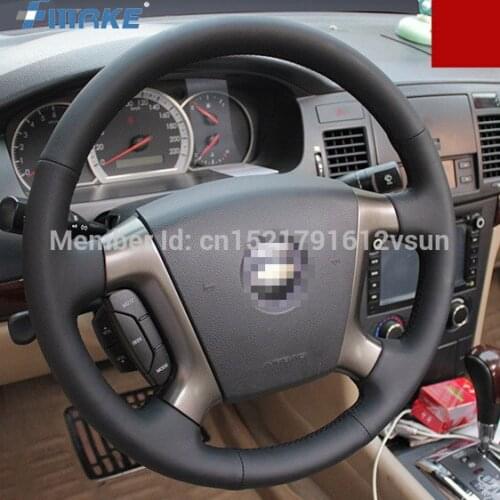 For Chevrolet Epica High Quality Hand-stitched Anti-Slip Black Leather Black Thread DIY Steering Wheel Cover