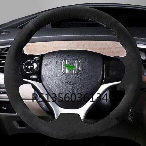 For Honda CR-V Civic xrv Vrzel Accord Jade City Fit Avancier Envix Greiz Brerze Hand-stitched leather suede steering wheel cover