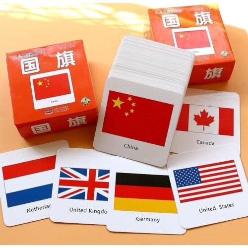 Baby Kids Enlightenment Cognitive Cards National Flag Flash Cards Early Educational Toys English Games Adult Children Memory Toy