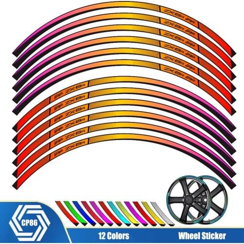 For KAWASAKI ZX6R ZX-6R 636 599 6R RIM STICKER Motorcycle 17" Wheel Hub Modified Waterproof Stripe Reflective Decal 17 inches