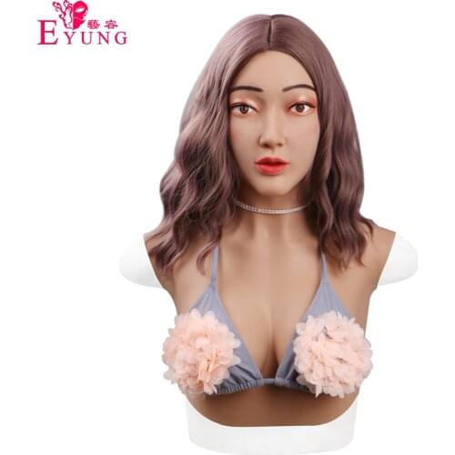 Eyung Realistic Artificial Silicone Breast Forms Fake Boobs With Full Head Face Crossdresser Transgender Sissy Drag Queen Face