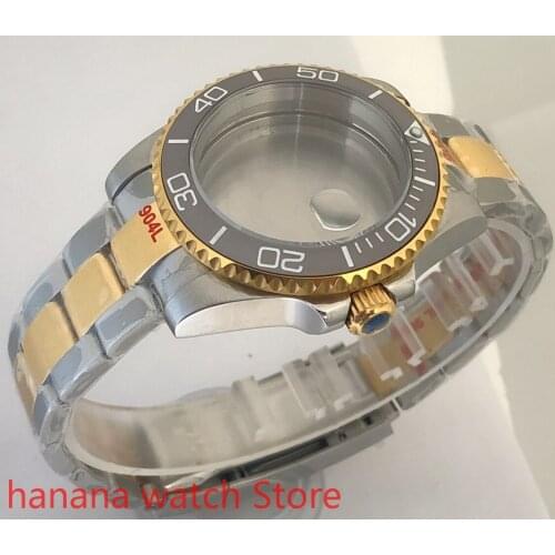 Sealed back cover 904L stainless steel gold strap bracelet with 40mm sapphire glass ETA NH36 MH35 cases gray Bezel