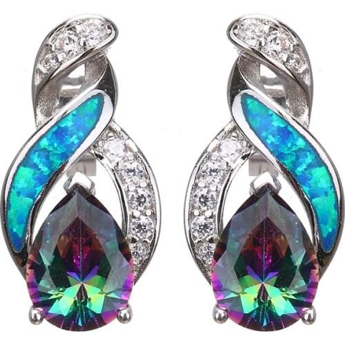 Hermosa Jewelry Earrings Dreamy FireTopaz Australian Opal Stud Earring Modern 8 Design Hot Women