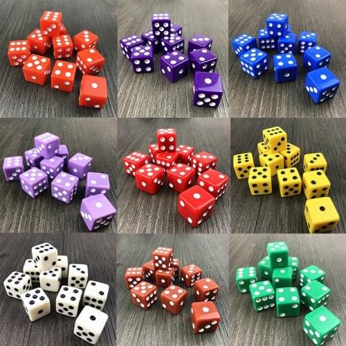 High Quality 10Pcs 16mm Multi Color Six Sided Bar Pub Club Party Spot D6 Playing Games Dice Set Opaque Game Accessories 10