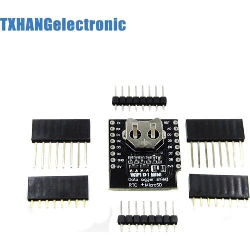 Integrated Circuits DataLog Shield for WeMos D1 mini RTC DS1307 with battery + MicroSD with pin-headers set