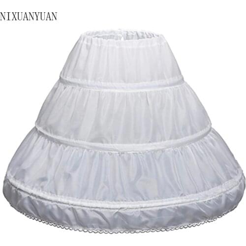 2021 Short Petticoat Girl Waist Adjust Evening Tutu 3 Layer 60 CM length Lace Edge White Kids Underskirt Prom Accessories