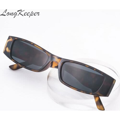 Fashion Leopard Small Rectangle Sunglasses Women Vintage Brand Square Narrow Sun Glasses Oculos Lunette De Soleil Femme