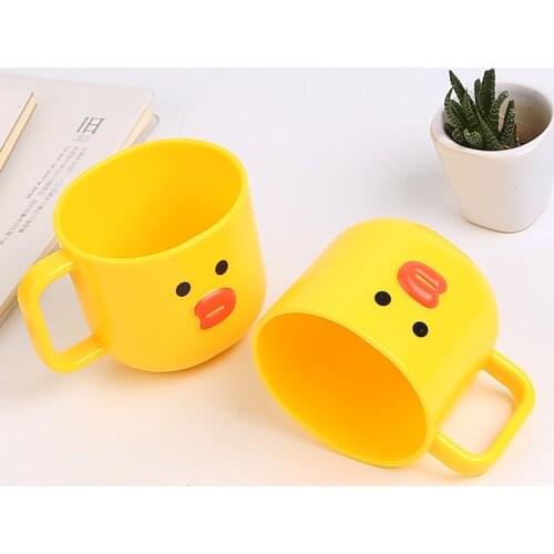 Cartoon Duck Mug Cute Children Plastic Thicken Gargle Cup with Handle Practical Breakfast Milk Coffee Mugs Creative Gift for Kid