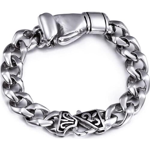 New Deasign Jewelry 22cm Long Boys Mens Chain Smooth Curb Link Boxing Boxer Glove Pendant 316L Stainless Steel Bracelet
