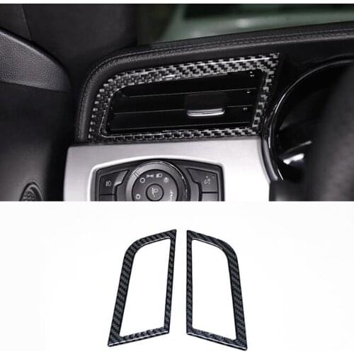 Fit For Ford Mustang 2015 2016 2017 Car Front Console Dashboard Side Air Vent Frame Trim Stickers Styling Carbon Fiber Sticker