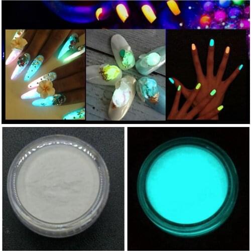 Neon Phosphor Powder Nail Glitter Powder Dust Luminous Pigment Bright Nail Glitters Glow in the Dark Fluorescent Powder 1 Box
