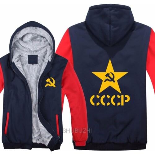 New CCCP Sweatshirt Winter Fleece Warm Women Men USSR Soviet Union Hoodies Liner Coat Sweatshirt Jacket CCCP Hoodies