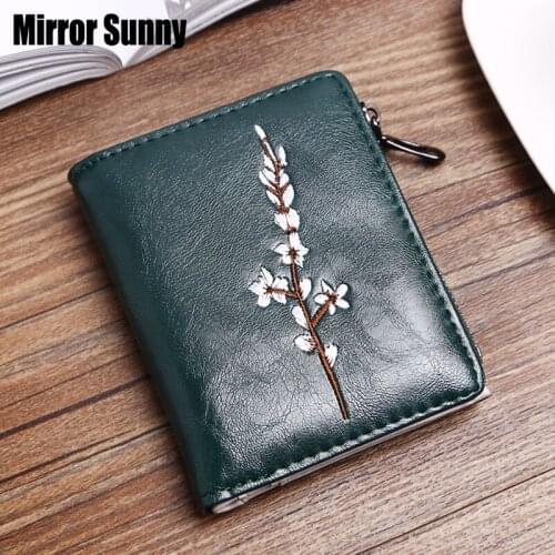 MIRROR SUNNY New PU women short wallet two-fold female coin purse muli-functional bag lady mini wallet